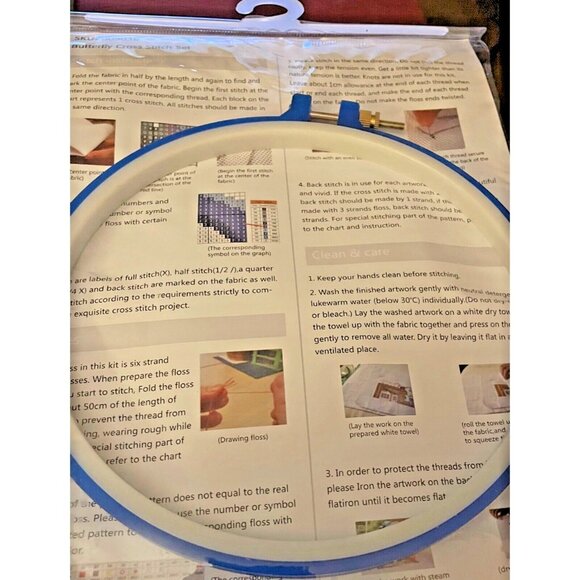 Cross Stitch Kit The Blue Butterfly Pattern 25x19cm Pre-Print 11CT Cotton Fabric - Picture 11 of 12